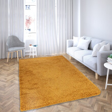 (120 x 170 cm (4ft x 5ft 6")) New Living Room Rugs Large Plain Gold Shaggy Rugs