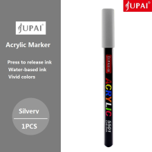 (Silver) JUPAI 1pcs Acrylic Paint Marker, Leak-proof Water-