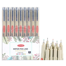 (MIPOR PEN LINE) Precision Micro-Line Pens, Set of 9 Colors Brush F