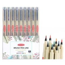 (BRUSH PEN LINE) Precision Micro-Line Pens, Set of 9 Colors Brush F