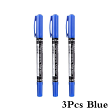 (3Pcs Blue) 1/3Pcs/Set Waterproof Marker Pen Oil Permanent Dua