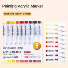 (Red Yellow Series) Acrylic Paint Pens Brush 81/9 Colors Marker Pen fo