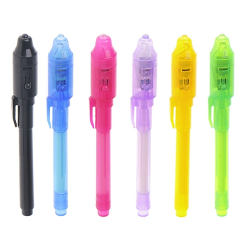 () 6Pcs/Set Invisible Ink Pen Built in UV Light For P 1