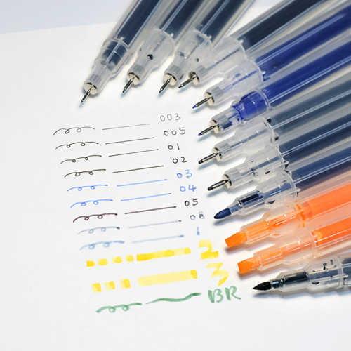 (Brush) 1PCS Empty Refillable Fineliner Pen Drawing Marker 2