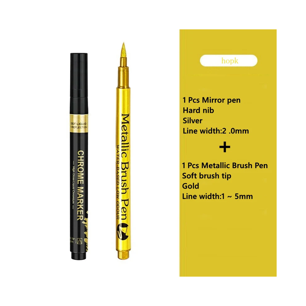 (1Mirror -1Metallic D) 3/1pcs Electroplating Mirror Marker Pen Paint Pens-image-OPC-PGHHYS8-NEW