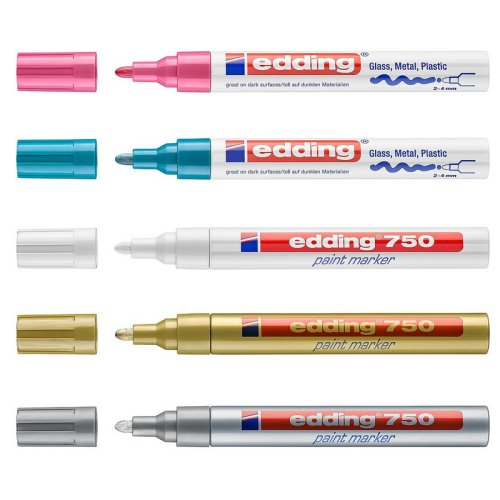 (Silver) 1pcs Edding 750 Waterproof Permanent Marker Metall 1