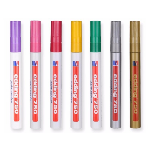 (Silver) 1pcs Edding 750 Waterproof Permanent Marker Metall 2
