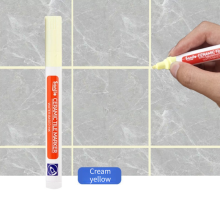 (1 Pcs-Cream yellow) Waterproof White Grout Tile Pen Wall Grout Restore