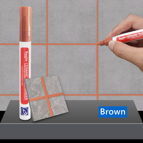 (1 Pcs-Brown) Waterproof White Grout Tile Pen Wall Grout Restore