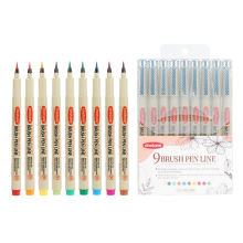 (Soft Brush-9 Colors) 9 Colors Soft Brush Porous-Point Pens Drawing Desi