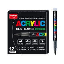 (12 Black) 12-72 Colors Direct-liquid Acrylic Paint Pens Brus
