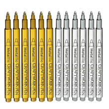 (6 gold 6 silver) 12 Colors Metallic Acrylic Paint Pens Set for Rock