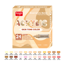 (8201F-24 Colors) Acrylic Paint Pens Brush Tip,24 Skin Tone Colors&M