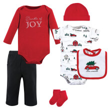 Hudson Baby baby piger Hudson Unisex bomuld Layette s?t julescene 6-9 m?neder og sm?b?rns T-shirt s?t julescene m?neder USA