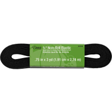 El   stico Dritz negro sin enrollar de 3/4"" y 3 yardas de largo