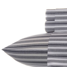 Nautica King Sheets Cotton Percale Bedding Set Casual Home Decor Coleridge Stripe Charcoal King