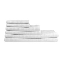 Serviette de gaufre de Gilden Tree Set Sche rapide mince | 2 serviettes de bain | 2 serviettes  main | 2 anthles de bain Style classique (blanc)