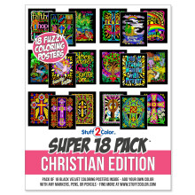 Super Pack of 18 Fuzzy Velvet Coloring Posters (Christian Edition) - Great for Religious Gift, Kids Sunday School, Group Arts and Crafts Projects - C