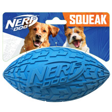 Giocattolo per cani Nerf Dog Tire Football con cigolio interattivo, leggero, durevole e resistente all'acqua, diametro 6 pollici, per razze di ta