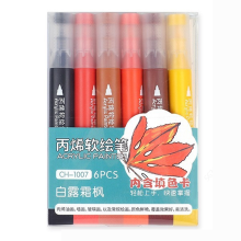 (warm color) 6 Colors Acrylic Paint Pens Markers Brush Tip for