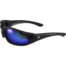 Slnecn okuliare Birdz Eyewear Oriole Padded na motorku, leskl cierne r my, modr zrkadlov o ovky
