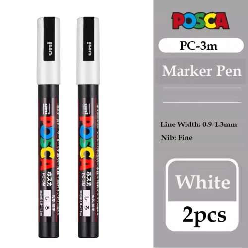 (2pcs 3M) POSCA White Marker Pen,PC-1M 3M 5M 8K 17K Acrylic