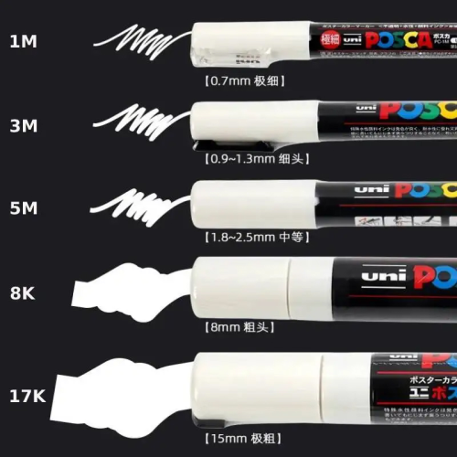 (2pcs 3M) POSCA White Marker Pen,PC-1M 3M 5M 8K 17K Acrylic 2
