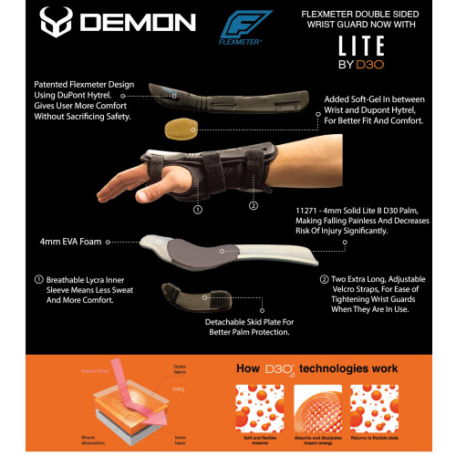 Demon United Flexmeter Double Sided Wrist Guards Integrated D3O Impact Technology (Medium) 1