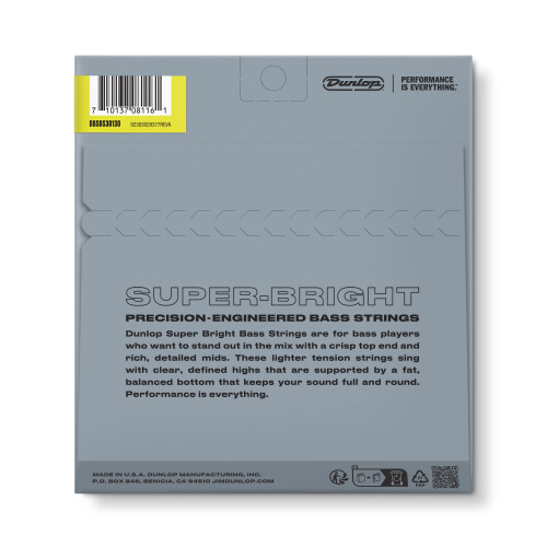 Dunlop Dunlop DBSBS30130 Super Bright Bass Strings Rustfrit st?l medium .030-.130 6 Strings/Set 1