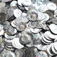 20 mm flache Cup-Pailletten, extra groe Facettenpailletten. Silver Hologram Multi Reflective. Hergestellt in den USA