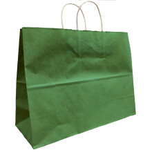Bolsas de compras extra grandes de papel kraft verde festivo Vogue, 16 de ancho x 12 de alto x 6 refuerzos, juego de 25, fabricadas en EE. UU.