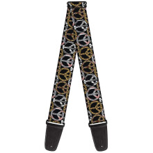 Buckle-Down Guitar Strap - Peace Black/Animal Prints - 2"""" Wide - 29-54"""" Length