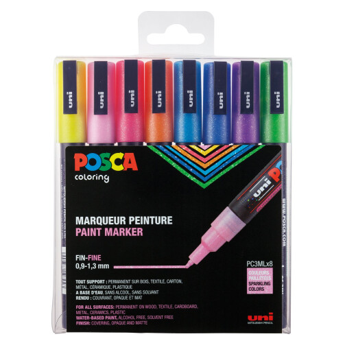 Posca Akrylfrg Marker Set Glitter Assorted