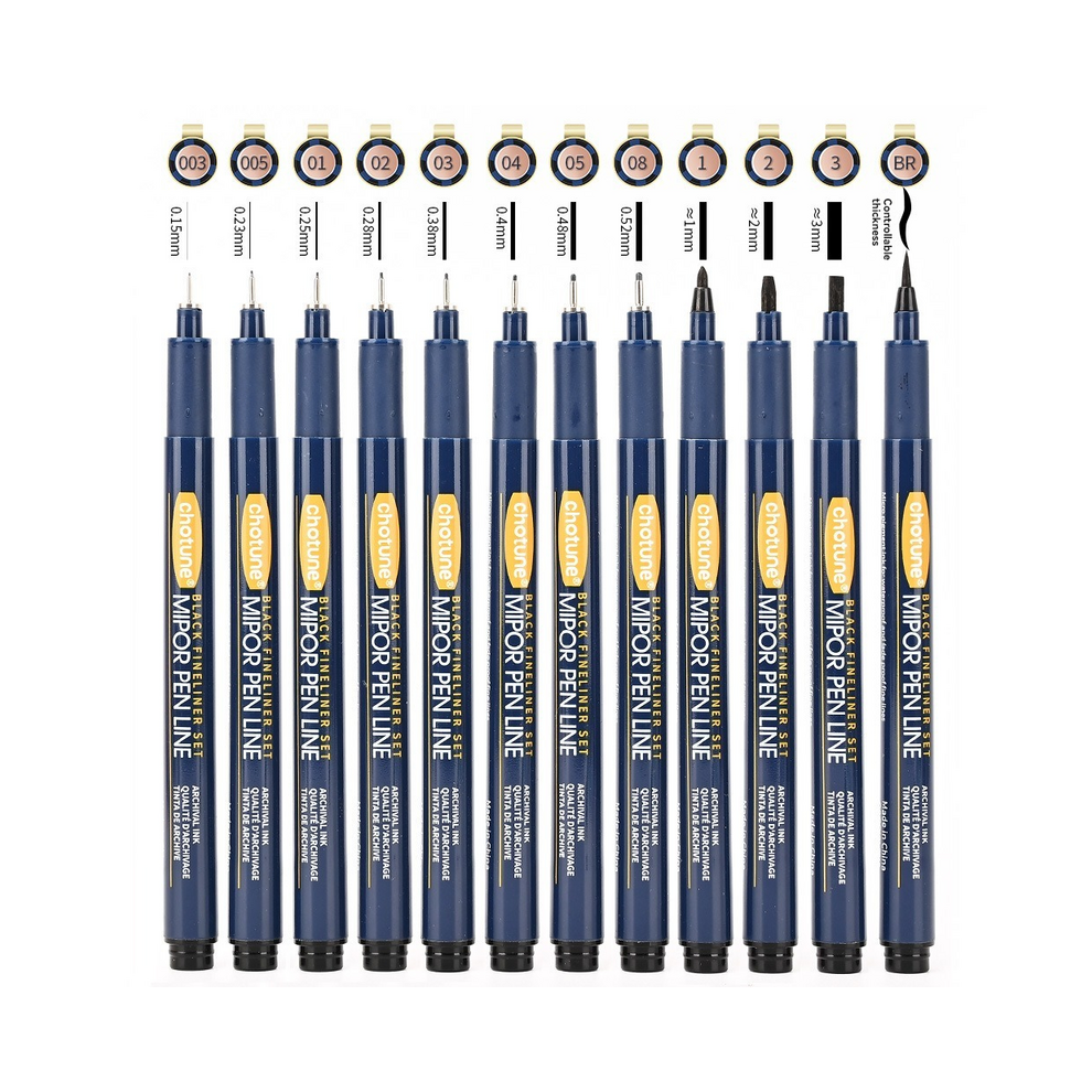 (12Pcs) 12Pcs/set Art Manga Outlining Pen Pigment Liner Mi-image-OPC-PGHJ9YH-NEW