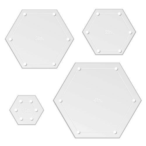 Template in Acrilico LaserThing per Patchwork - 12 Pezzi - Forme Esagonale, Circolare e Quadrata 1