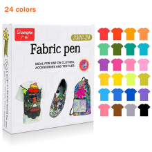 (24 colors set) 12/24Colors Permanent Colorful Fabric Paint Pen Fo