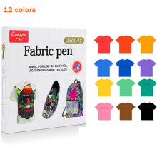 (12 colors set) 12/24Colors Permanent Colorful Fabric Paint Pen Fo