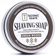 Taconic Shave Barbershop -laatuinen parranajosaippua antioksidanttipitoisilla luonnollisilla   ljyill   - suuri 4 unssia (3 tuuman kiekko) - erinom