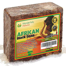 Bio-afrikanische schwarze Seife     gegen Akne und dunkle Flecken | Naturlich, vegan und ohne Tierversuche     Zufriedenheitsgarantie, 1-Pfund-Riegel
