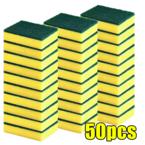(50pcs) Kitchen Dishwashing Soft Household Cleaning Sponge