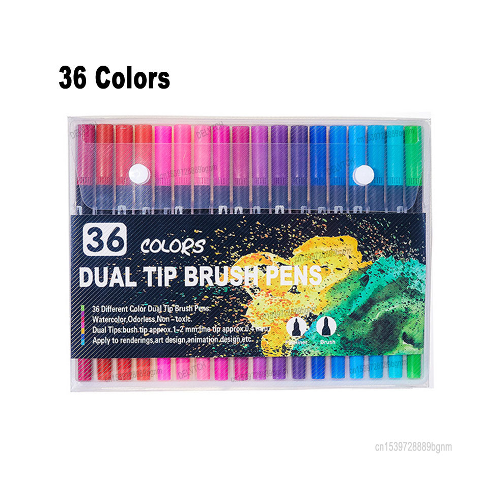 (36 Color Set) 12/24/36/48 Color Dual Tip Art Marker Watercolor B-image-OPC-PGHJBJW-NEW