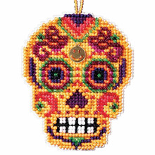 Conjunto de Bordado com Miçangas Halloween Amarillo 2016 Mill Hill Calavera MH161624
