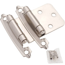 DecoBasics Dobradiças de Armário Níquel Escovado para Portas de Armários (25 Pares - 50 Pcs) - 1/2" Sobreposição - Auto Fechamento