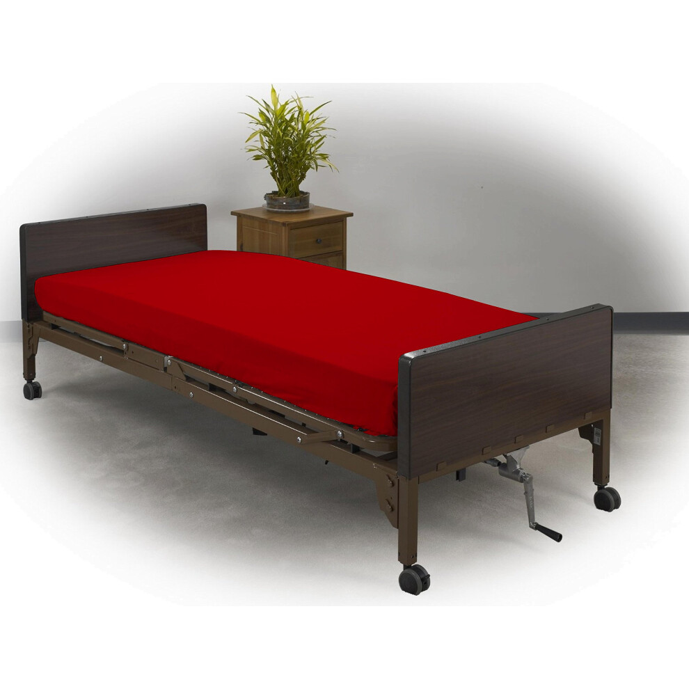 Drap-housse pour lit d'h   pital double extra-long 91 x 203 x 25 cm, doux et confortable, 100 % coton, Twin XL, par Crescent Bedding (Twin XL Rouge