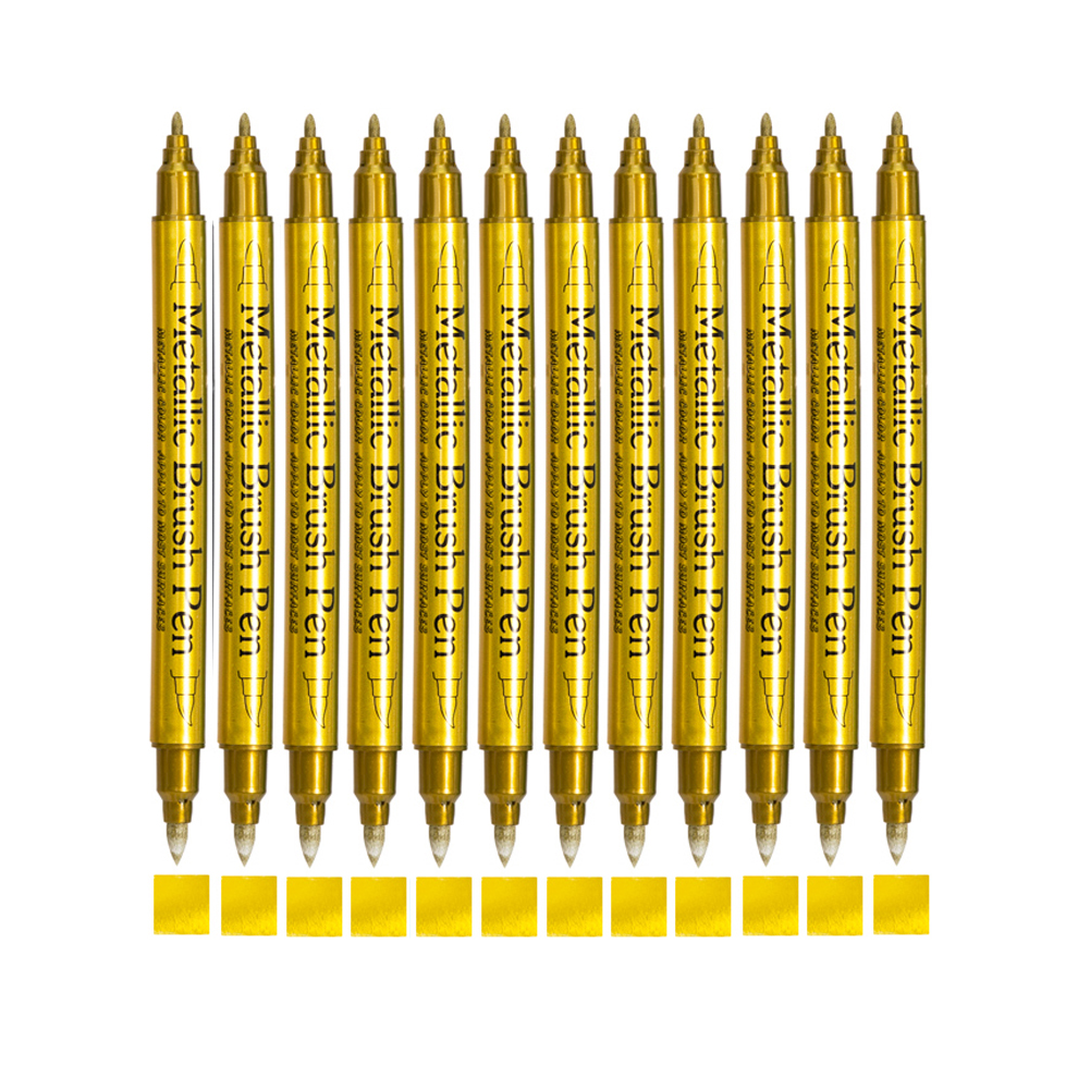 (12 PCS Double Gold) Metallic Marker Pen Permanent Art Marker 12 Colors-image-OPC-PGHJBXC-NEW
