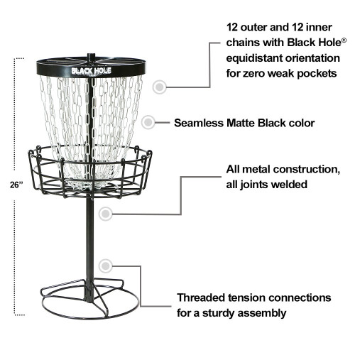 MVP Black Hole Mini 24-Chain Disc Golf Basket Target – Pro-Grade Mini Basket for Precision Putts (101-301-7006-010000) 2
