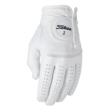 Titleist Perma Soft Golf Glove Uomo Cadet LH Pearl WhiteLarge Indossato sulla mano sinistra