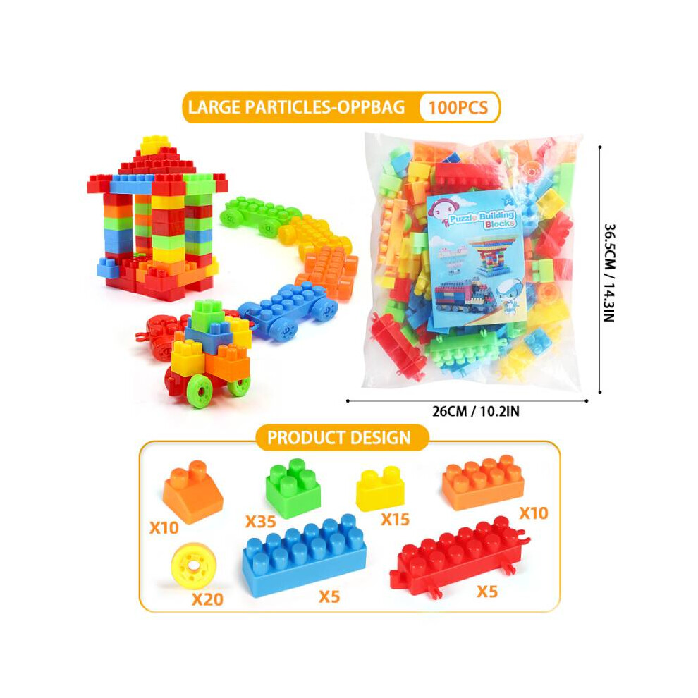 (100pcs Bag) Plastic Large Building Blocks Early Education Assembly Puzzle Kindergarten