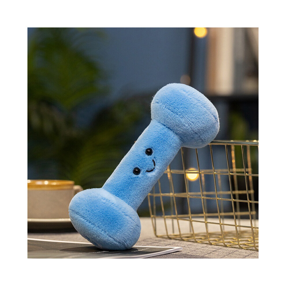 ( Dumbbell) Kettlebell Dumbbell Plush Toys Sports Equipment Stuffed Decoration Doll Gift Blue