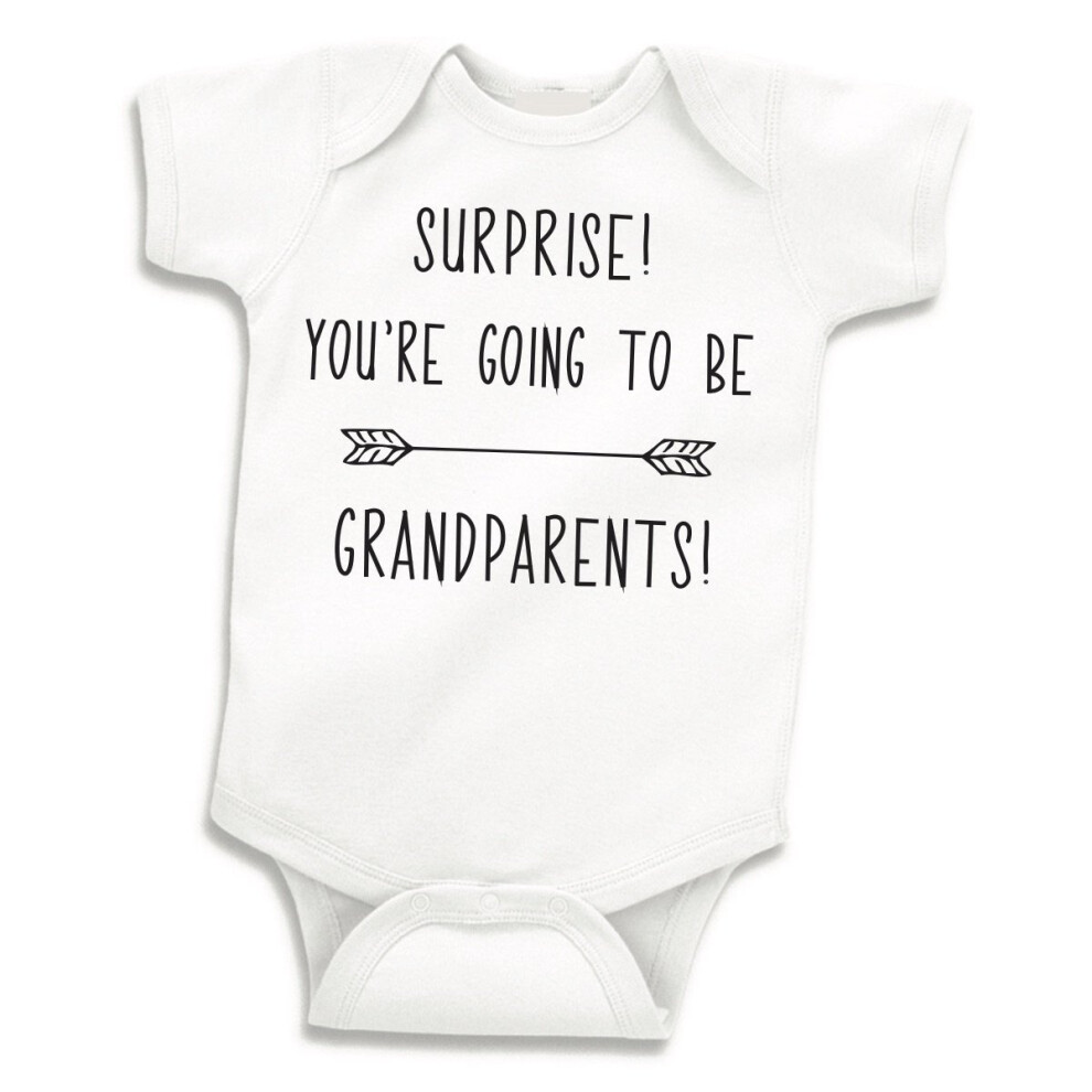 Bump And Beyond Designs Surprise Pregnancy Announcement Grandparents Newborn Bodysuit 0-3 Months White Bump And Beyond Desi